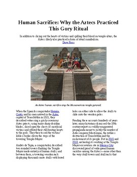 Preview of Info Reading Text - Why did the Aztecs practice Human Sacrifice? (no prep/sub)