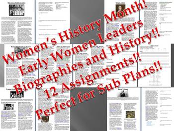 Preview of Info Reading Text - Women's History Month: Early Women's Leaders (no prep/sub)