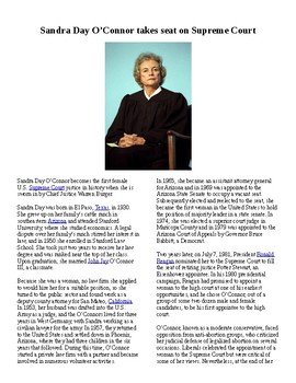 Preview of Info Reading Text - Women's History Month: Sandra Day O'Connor (no prep)