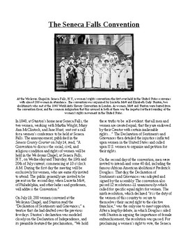 Preview of Info Reading Text - Women's History Month: Seneca Falls Convention (no prep)