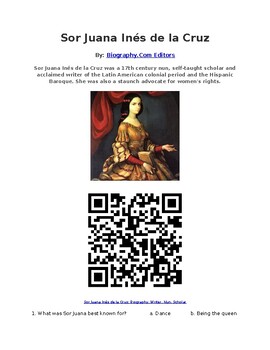 Preview of Info Reading Text - Women's History Month: Sor Juana Ines de la Cruz (Digital)