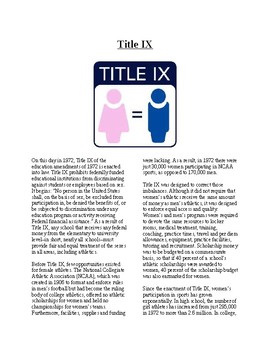 Preview of Info Reading Text - Women's History Month: Title IX (no prep/sub plans)