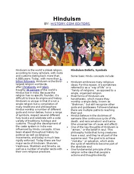 Preview of Info Reading Text - World Religions: Hinduism