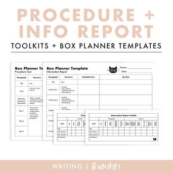 Preview of Info Report + Procedure Text Toolkits & Box Planner Templates BUNDLE!