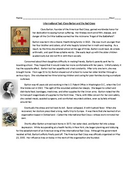 Preview of Info. Text: Clara Barton and the American Red Cross