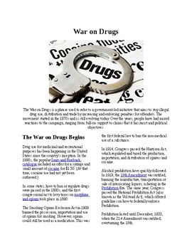 Preview of Infor Reading Text - Crime: The War on Drugs (no prep/sub plans)