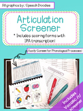 Articulation Screener - Artic Screener - Informal Articulation Assessment