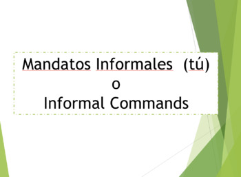 Preview of Informal Commands in Spanish Introductory Lesson (distance learning appropriate)