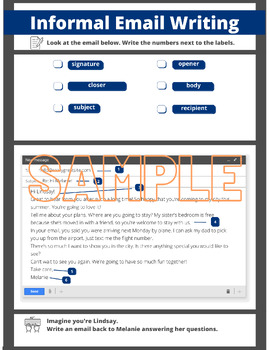 Preview of Informal Email Writing English Worksheet
