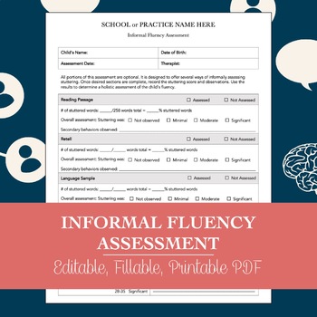 Preview of Informal Fluency Assessment for Speech Therapy PDF