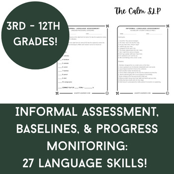 Preview of Comprehensive Language Assessment Speech Therapy, IEPs, ESL, Interventions