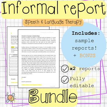 Preview of Informal speech and language assessment report templates BUNDLE | DEAP SLT | SLP