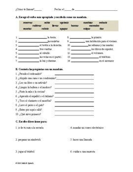 Informal tú Commands in Spanish Practice Worksheets by Sidekick Spanish