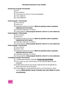 explanatory essay checklist