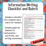 Information/Expository/Non-Fiction Writing Student Checkli