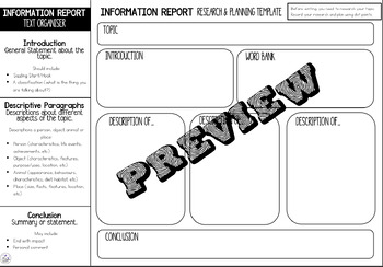 Preview of Information Report Research and Planning Template
