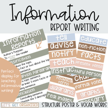 Preview of Information Report Writing Display | NEUTRAL | Text Structure and Vocab Words