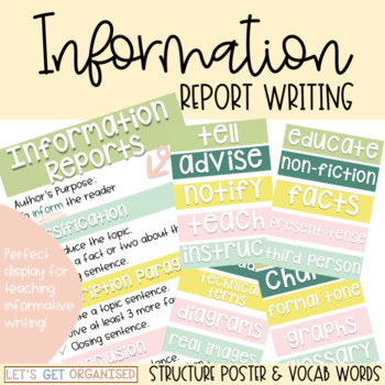 Preview of Information Report Writing Display | TROPICAL | Text Structure and Vocab Words