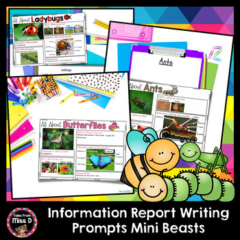 Preview of Information Report Writing Prompts | Mini Beasts, Bugs | Early Years Writing