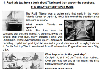 Preview of Information Text- Reading Comprehension Worksheet