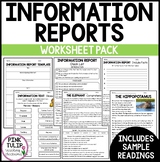 Information Text Reading and Writing Worksheet Pack - No P