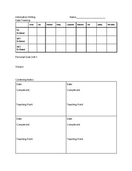 Preview of Information Writing Data Tracking Sheet