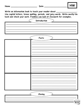 Preview of Information Writing Homework Template / Graphic Organizer