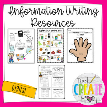 Preview of Information Writing Resources, Anchor Charts, Graphic Organizers (Print/Digital)