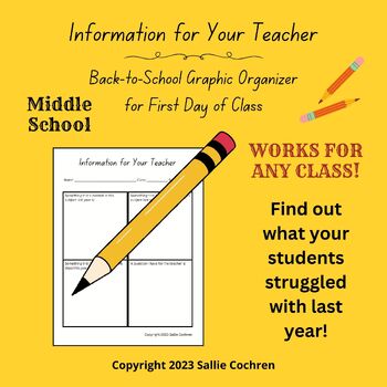 Preview of Information for Your Teacher (Back-to-School Graphic Organizer, Middle School)