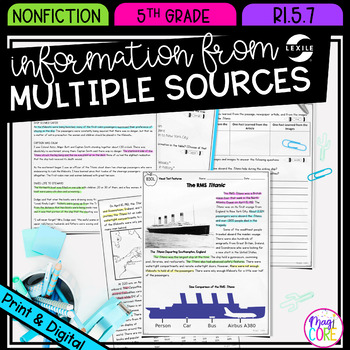 Preview of Information from Multiple Sources Print & Media 5th Grade Passages RI.5.7 RI5.7