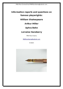 Preview of Information reports and questions on famous playwrights.