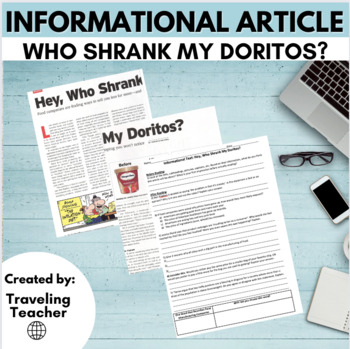 Preview of Informational Article: Who Shrank My Doritos? Reading Passages + Comprehension