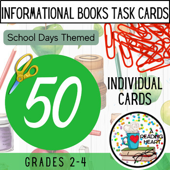 Preview of Informational Books Task Cards Grades 2-4 School Days Themed