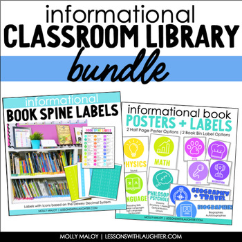 Preview of Informational Classroom Library Bundle with Book Spine Labels and Posters