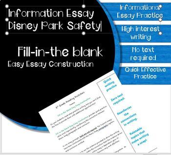 Preview of 30 minute easy Informational Essay 3 point thesis quick practice Disney Safety