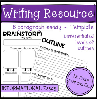 Preview of Informational Essay Brainstorm and Outline Template