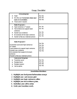 essay conventions checklist