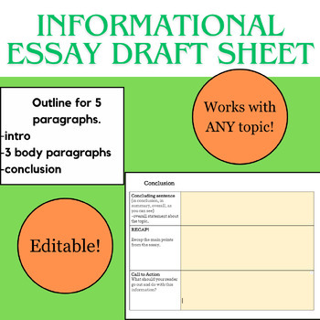 Preview of Informational Essay Drafting Sheet