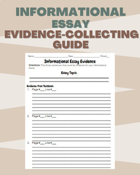 Preview of Informational Essay Evidence Collecting Guide Organizer