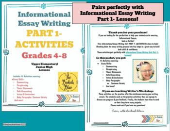 Preview of Informational Essay Writing Part 1- ACTIVITIES