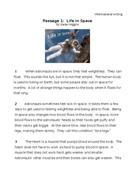 Preview of Informational Essay Writing on Astronauts - Gr. 3 Ohio State Test(AIR) Practice