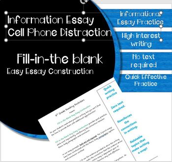 Preview of 30 minute easy Informational Essay 3 point thesis/ repeated practice Cell Phones