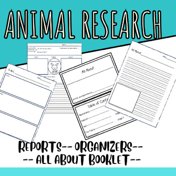 Preview of Animal research differentiated writing support for reports 1st, 2nd grade