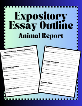 Preview of Informational/Expository Essay Outline - Graphic Organizer - Animal Report