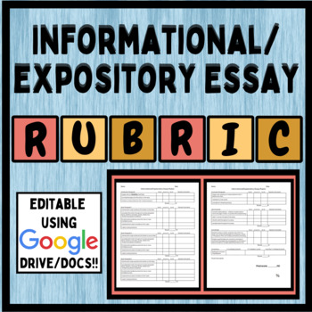 Preview of Informational/Expository Rubric (editable with Google Docs)