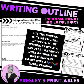 Preview of Informational Expository Writing Outline PRINTABLE & DIGITAL