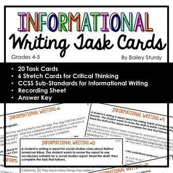 Preview of Informational Expository Writing Task Cards