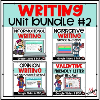 Preview of Informational, Narrative, Opinion Writing Unit - Writing Prompts - 2nd-3rd Grade
