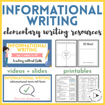 Preview of Informational Non-Fiction Writing Resources, Paper, Videos, Organizers, Slides