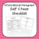 Informational Paragraph Peer Revising and Editing Checklis
